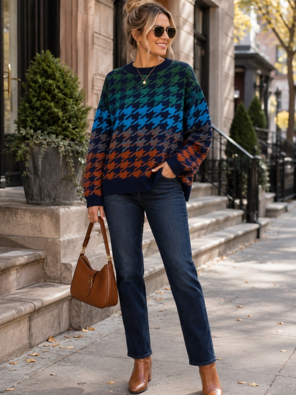 G by Giuliana Black Label Multicolor Houndstooth Sweater – Size 1X – NWOT - Picture 16 of 16